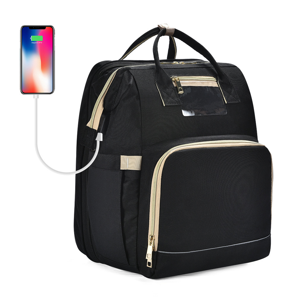 新款跨境多功能折叠床妈咪包大容量防水妈妈包便携婴儿床母婴包