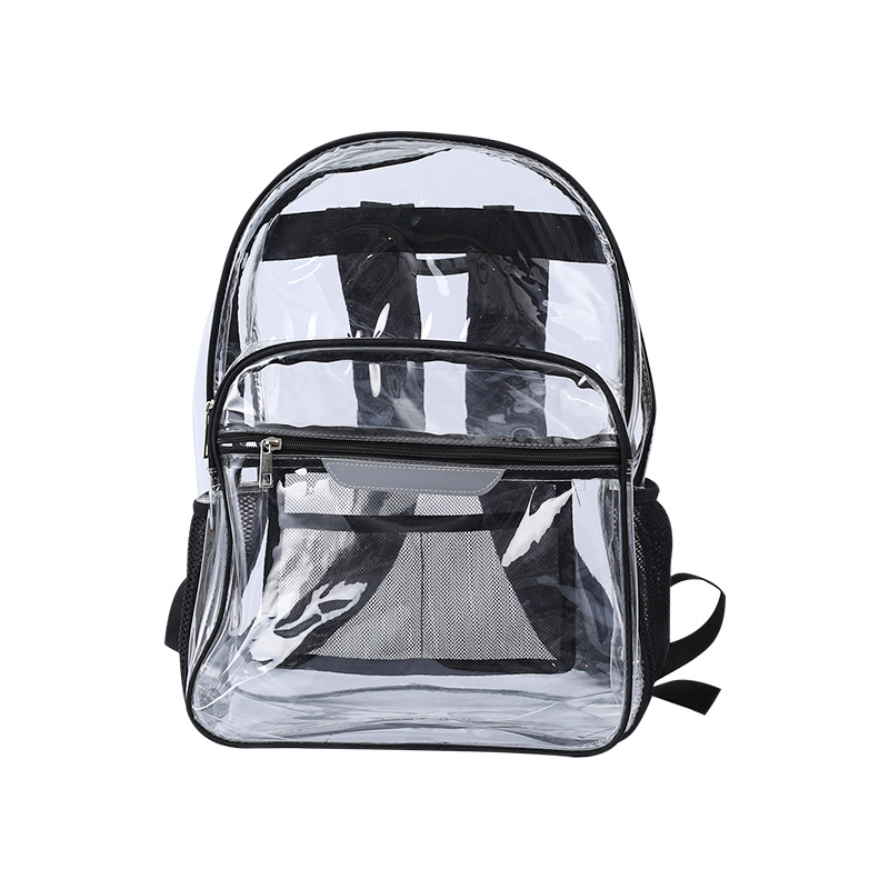 跨境新款学生透明书包休闲大容量便携双肩背包防水PVC收纳批发